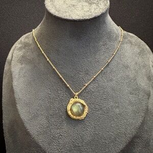 925 Sterling Silver Natural Unique Labradorite StoneNecklace(Italy),gold-plated.